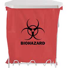Biohazard Bag Holder Coated-Wire and ABS plastic with Lid 3 Gallon MW-003 - White MW-003