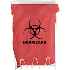 Biohazard Bag Holder Coated-Wire and ABS plastic with Lid 5 Gallon MW-005 - White MW-005