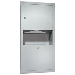 American Specialties [0462-AD] Traditional™ Recessed Stainless Steel C-Fold/Multi-Fold Paper Towel Dispenser &amp; Waste Receptacle Combination Unit - Satin Finish