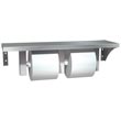 American Specialties [0697-GAL] Stainless Steel Surface Mounted Dual Roll Toilet Tissue Dispenser w/ 18" Shelf - 5 1/4" Roll Diameter