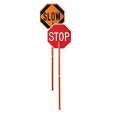Cortina Safety Stop and Slow Paddle Sign Engineer-Grade Reflective - Orange 03822PCSP