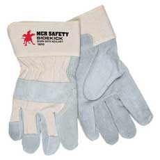 (12) MCR Safety SideKick Single Leather Palm Gloves Large - Natural/Gray 16010LMG