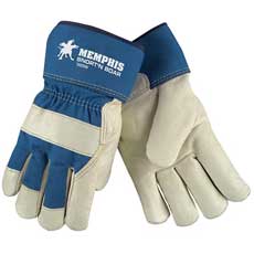 (12) MCR Safety Snort'n Boar Pigskin Leather Gloves Large - Blue/Natural 1925LMG