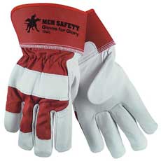 (12) MCR Safety Goatskin Leather Gloves For Glory Large - White/Red 1940LMG