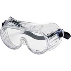 MCR Safety Protective Goggles Perforated Rubber Strap Clear Body/Lens 2220RC