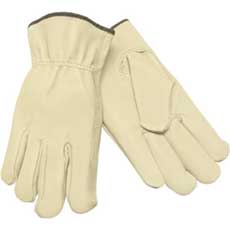 (12) MCR Safety Pigskin Leather Drivers Keystone Thumbs Large - Natural 3401LMG