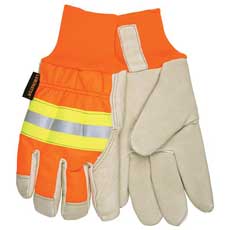 (12) MCR Safety Luminator Thermosock Lined Gloves Large - Orange/Natural 3440LMG
