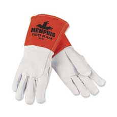 (12) MCR Safety Red Ram Grain Goatskin Gloves Large - White/Russet 4840LMG