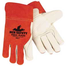 MCR Safety Red Ram Grain Cowhide Gloves X-Large - Cream/Russet 4921XLMG