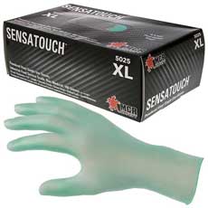 (4/100) MCR SensaTouch Disposable Vinyl Gloves Powdered 6.5 Mil X-Large - Green 5025XLMG