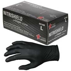 MCR NitriShield Grippaz Disposable Nitrile Gloves Powder-Free 6 Mil X-Large - Black 6016BXLMG