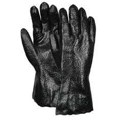 (12) MCR Industrial Grade Supported PVC Gloves, 12 in. Gauntlets Large - Black 6212RMG
