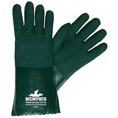 (12) MCR Supported PVC Gloves 14 in. Gauntlets Nitrile Reinforced Large - Green 6414MG