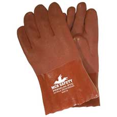 (12) Premium Grade Supported PVC Gloves Double Dipped 10 in. Gauntlets Large - Red 6451SMG