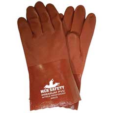 (12) MCR Safety Premium Grade Supported PVC Gloves 12 in. Gauntlets Large - Red 6452SMG