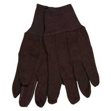(12) Cotton Jersey Gloves Clute Pattern Knit Wrists 70/30 Cotton/Poly Large - Brown 7100PMG