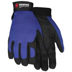 MCR Safety Mechanics Clarino Synthetic Leather Palm Gloves Large - Blue/Black 900LMG