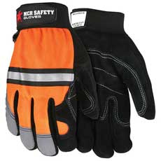 MCR Safety Mechanics Gloves Large - Hi-Vis Orange/Black 911DPLMG