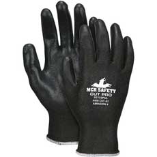 MCR Safety Cut Pro Coated Gloves with HPPE/Synthetic Shell 13 Gauge Large - Black 92733PULMG