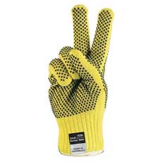 (12) MCR Safety Kevlar Gloves PVC Dual-Sided Dotted Large - Yellow/Black 9366LMG