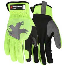 MCR Safety HyperFit Mechanics Gloves Large - Hi-Vis Lime 953LMG