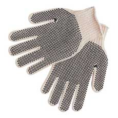 (12) Regular Weight PVC Coated String Knit Gloves Dual-Side Dots X-Large - Natural 9660XLMMG
