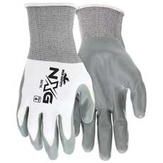 (12) MCR Safety NXG Nitrile Dip Gloves Large - White/Gray 9679LMG