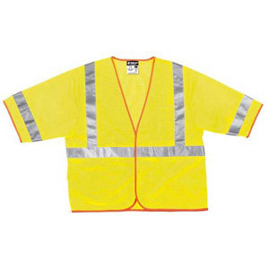 MCR Safety Luminator Class 3 Solid Mesh Vest X-Large - Lime CL3MLXLRC