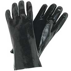 (12) MCR Safety Industrial Grade Supported PVC Gloves 12 in. Gauntlets Large - Black 6212MG