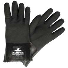 (12) MCR Safety Premium Grade Supported PVC Gloves 12 in. Gauntlets Large - Black 6212SJMG