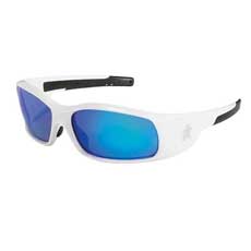 MCR Safety Swagger Eyewear White Frame, Blue Diamond Mirror Lens SR128BC