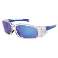 MCR Safety Swagger Eyewear Clear Frame, Blue Diamond Mirror Lens SR148BC