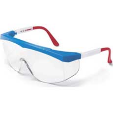 MCR Safety SS1 Series Eyewear Red/White/Blue Frame, Clear Lens SS130C