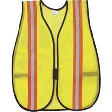 MCR Safety General-Purpose Mesh Vest w/ 2 in. Orange/Silver Stripes Universal - Lime V200RRC