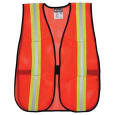 MCR Safety General-Purpose Mesh Vest Orange with 2 in. Lime/Silver Stripes Universal V201RRC