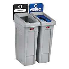 Slim Jim Recycling Station 2-Stream Landfill/Mixed Recycling 23 Gallon - Black/Blue RCP2007914