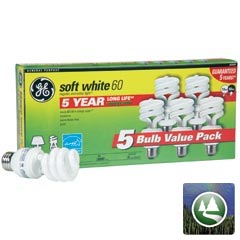 GE Energy Smart Compact Fluorescent (CFL) Spiral Light Bulbs - Soft White - 60 Watt - 5 Pack - Energy Saving Light Bulbs