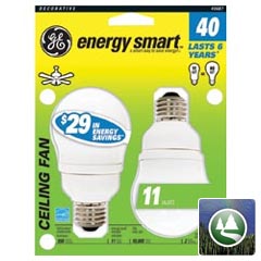 GE Energy Smart Compact Fluorescent (CFL) Ceiling Fan Light Bulbs - 11 Watt - Energy Saving Light Bulbs