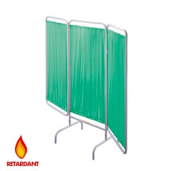 R&amp;B Wire [PSS-3] Stationary Three Panel Patient Privacy Screen - Vinyl Panels - Green