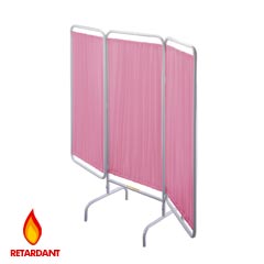 R&amp;B Wire [PSS-3] Stationary Three Panel Patient Privacy Screen - Vinyl Panels - Pink