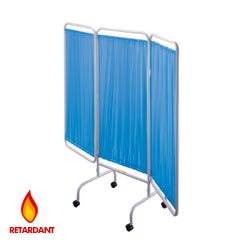 R&amp;B Wire [PSS-3C] Portable Three Panel Patient Privacy Screen w/ Casters - Vinyl Panels - Blue