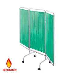 R&amp;B Wire [PSS-3C] Portable Three Panel Patient Privacy Screen w/ Casters - Vinyl Panels - Green