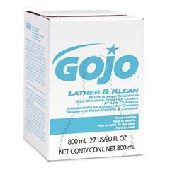 GOJO® Lather &amp; Klean Body &amp; Hair Shampoo - (12) 800 ml Bag Refills