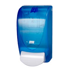 deb SBS ProLine® Curved Soap Dispenser - Transparent Blue w/ Logo - 1 Liter