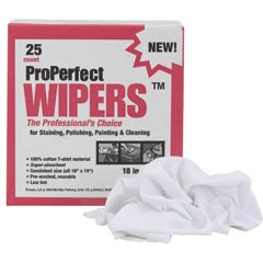 ProPerfect WIPERS™ Super-Absorbent All-Purpose Reusable T-Shirt Rags - 18" x 18" - 25 Count Box