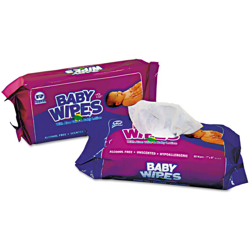 Baby Wipes Refill Pack, Scented, White, 80/Pack UnoClean