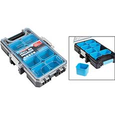 Small Parts Storage Box 8-Compartments 14-3/4 L x 9 W x 3-1/8 D in. - Blue 300055