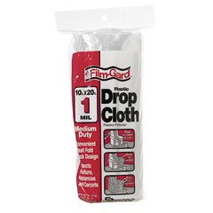 Film-Gard Plastic Sheeting Drop Cloth - 10' x 20' - 1 mil. - Clear - 12 Case Pack