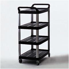 Rubbermaid Commercial Four-Shelf Utility Cart - Open All Sides - Black RCP4096BLA