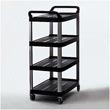 Rubbermaid Commercial Four-Shelf Utility Cart - Open All Sides - Black RCP4096BLA